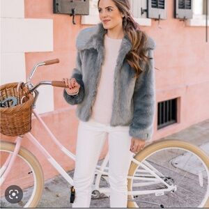 Top Shop Faux fur pink coat